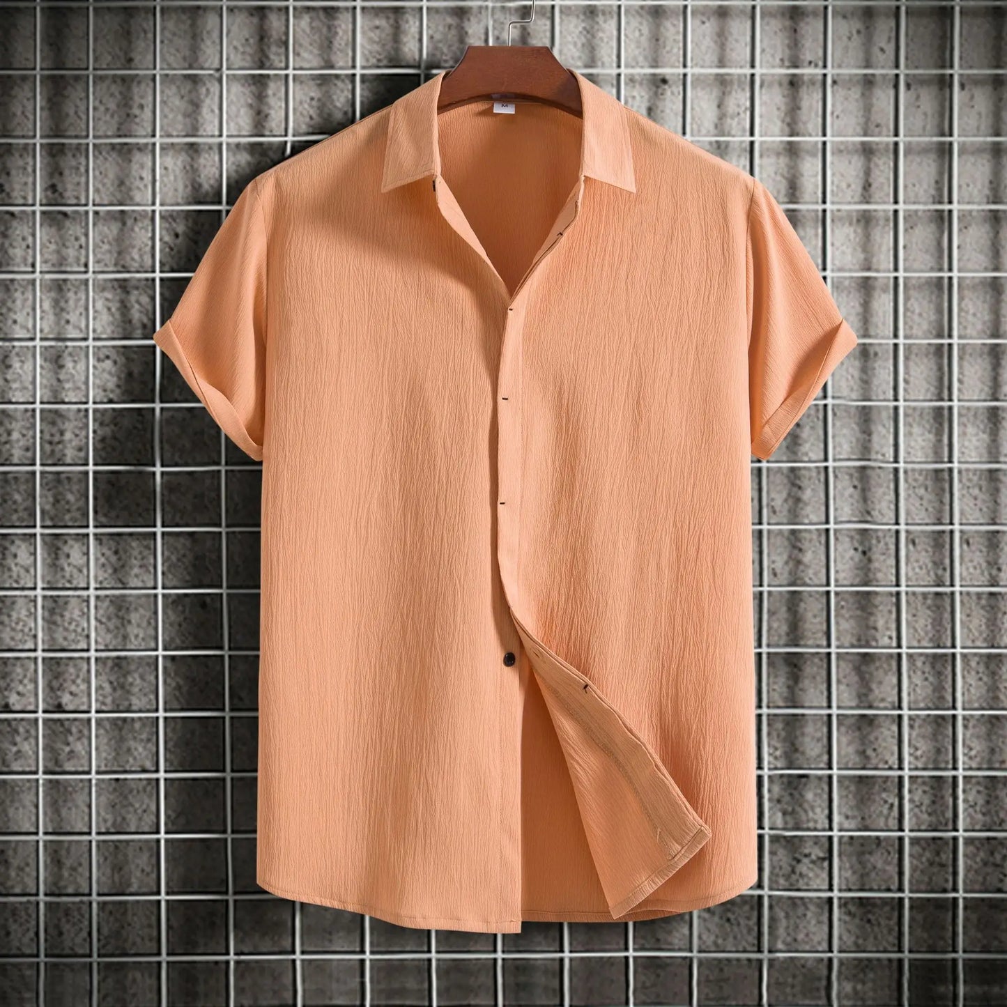 Camicia a maniche corte in cotone e lino