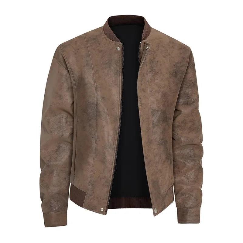 Giacca bomber in pelle scamosciata