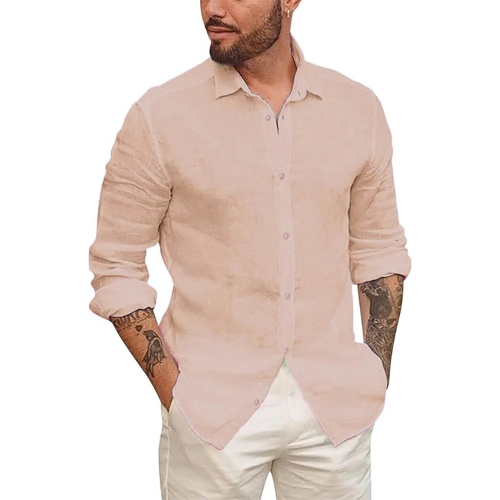 Camicia hawaiana in cotone e lino