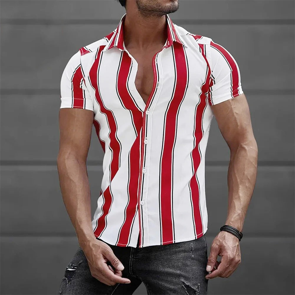 Camicia estiva a maniche corte a righe
