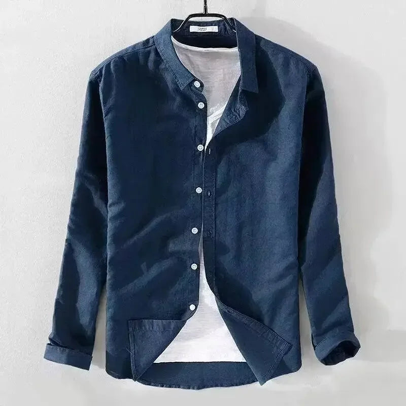 Camicia casual in cotone e lino