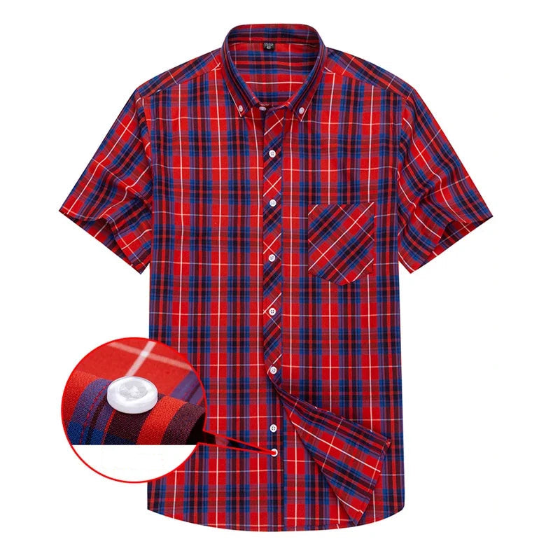 Camicia a maniche corte in cotone a scacchi