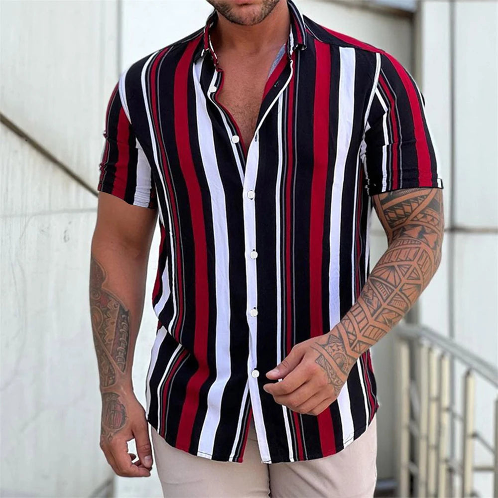 Camicia estiva a maniche corte a righe