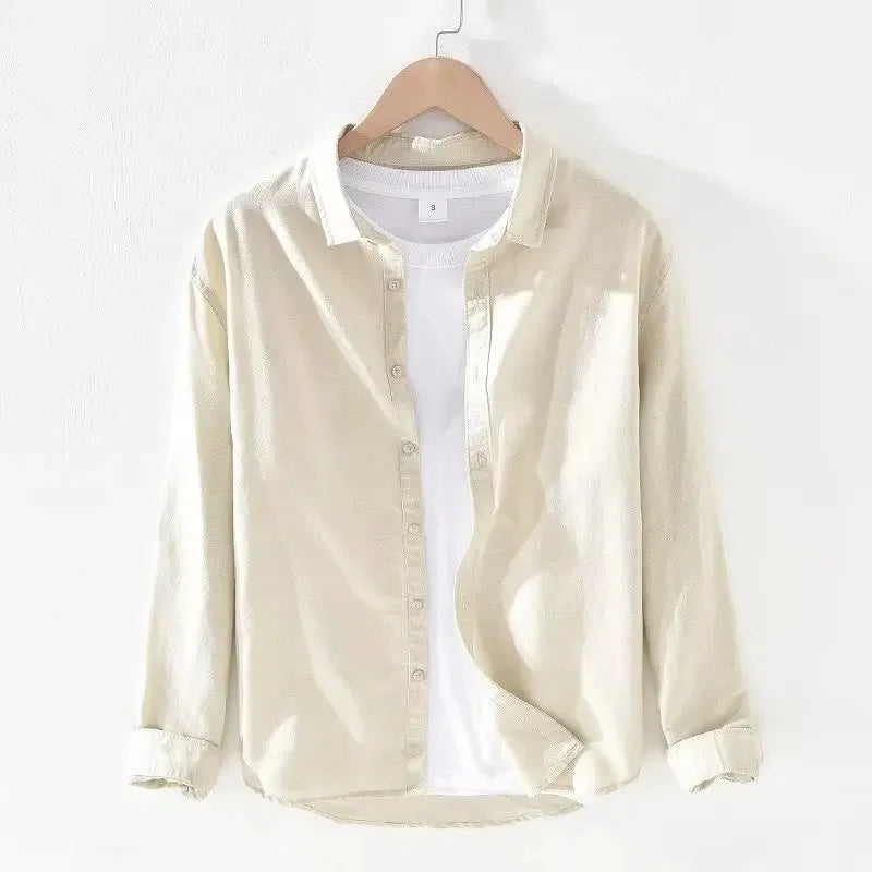 Camicia casual in cotone e lino