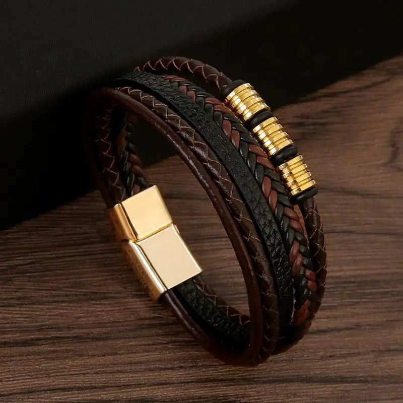 Bracciale classico in pelle da uomo