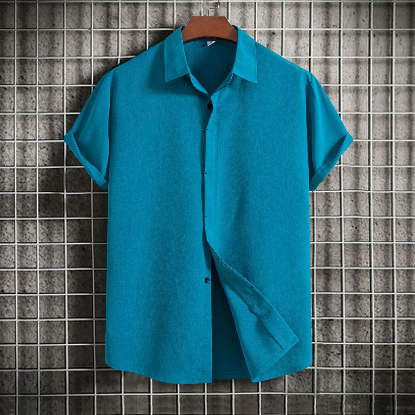Camicia a maniche corte in cotone e lino