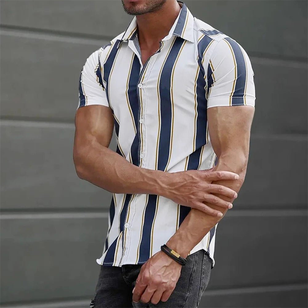 Camicia estiva a maniche corte a righe