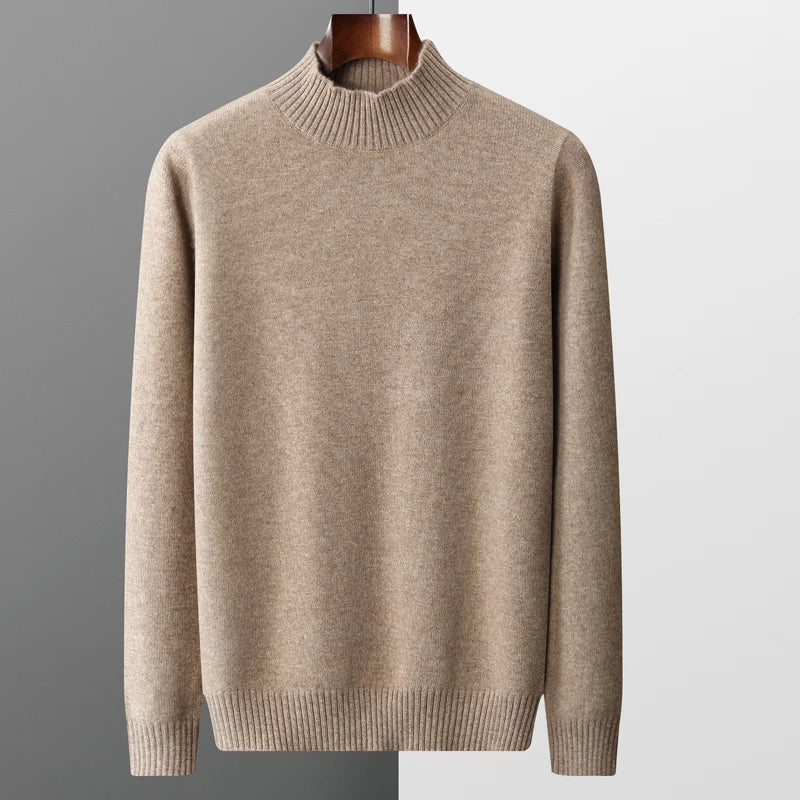 Elegante maglione a collo alto in lana merino