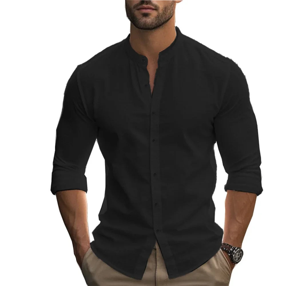 Camicia estiva casual in cotone e lino