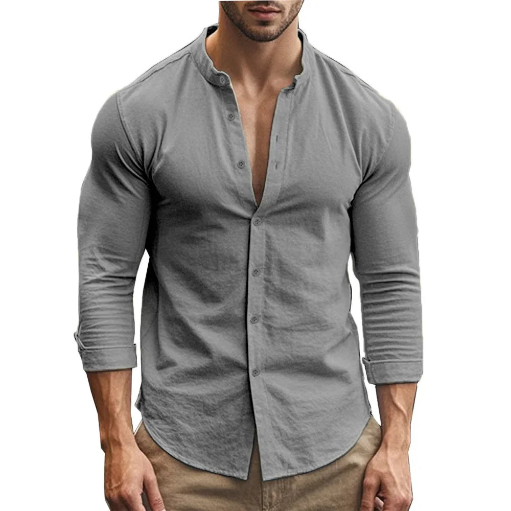 Camicia estiva casual in cotone e lino