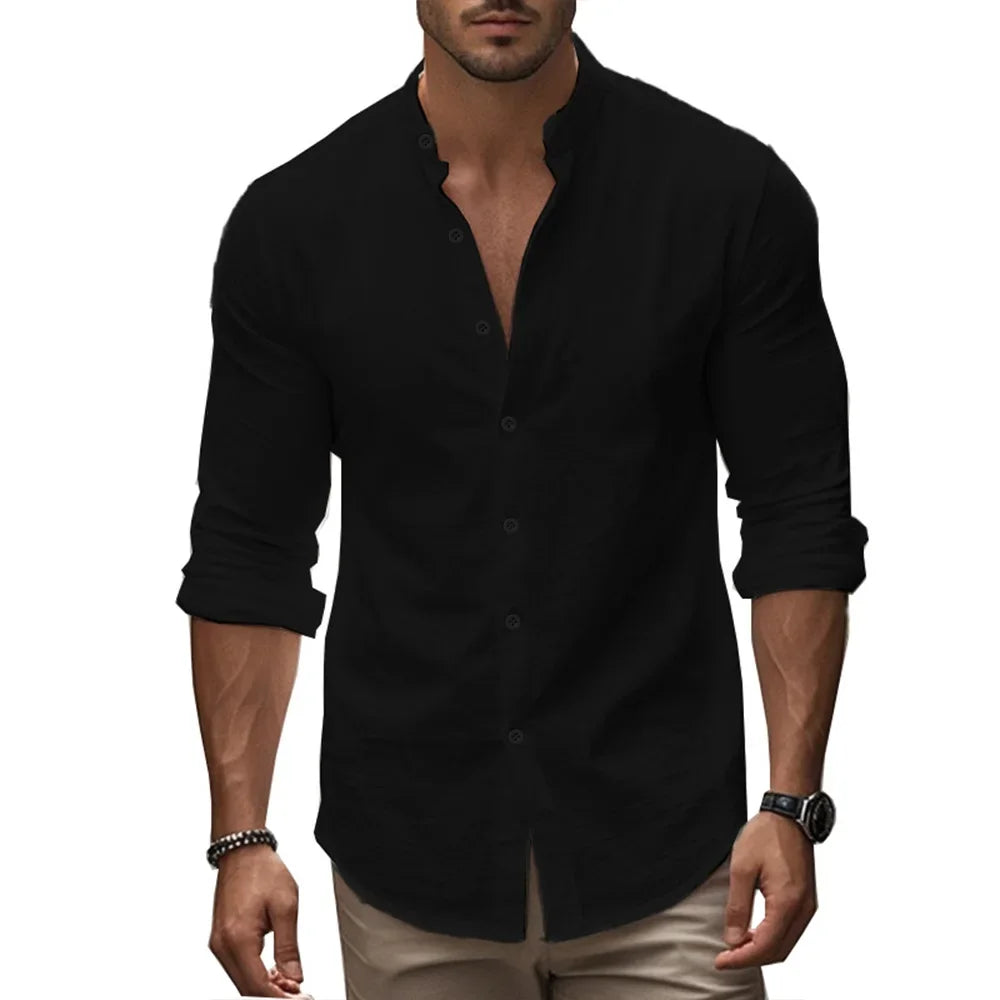 Camicia estiva casual in cotone e lino