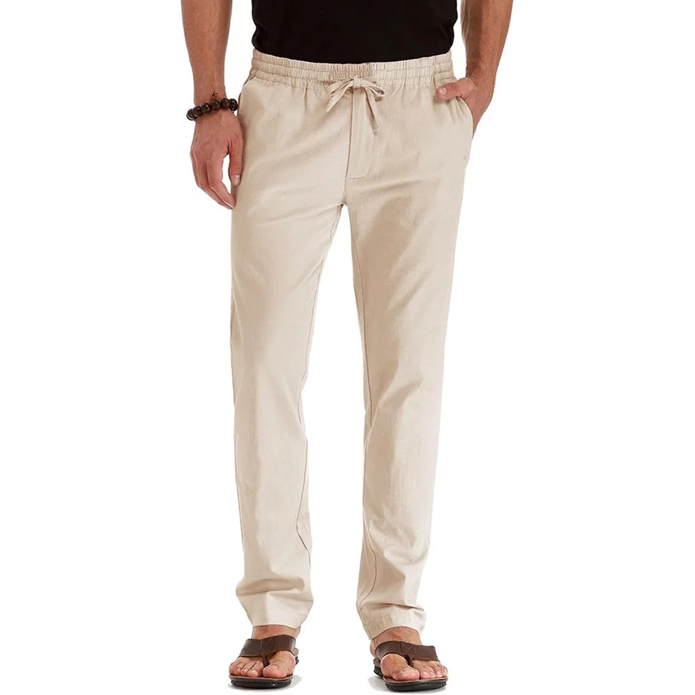Pantaloni in cotone e lino
