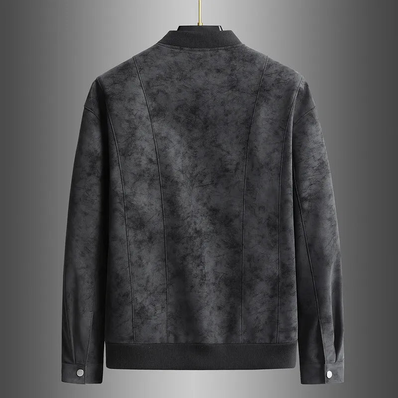 Giacca da baseball in pelle scamosciata