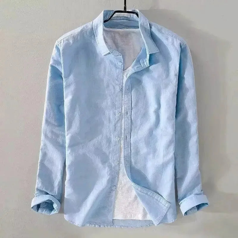 Camicia casual in cotone e lino