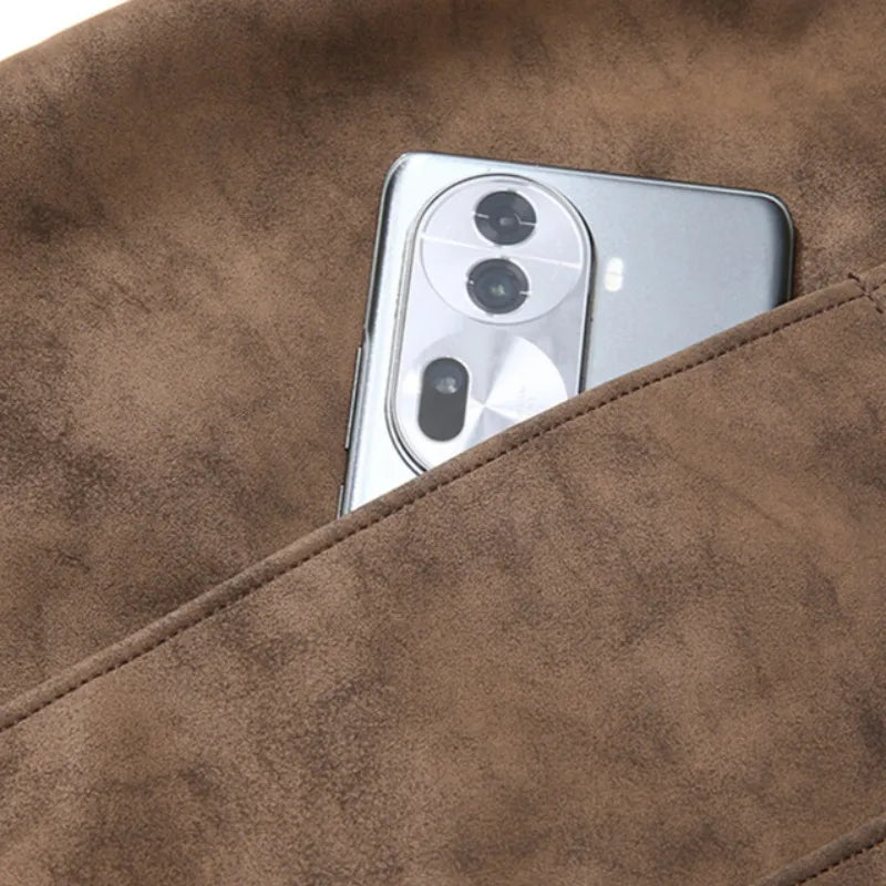 Giacca da baseball in pelle scamosciata