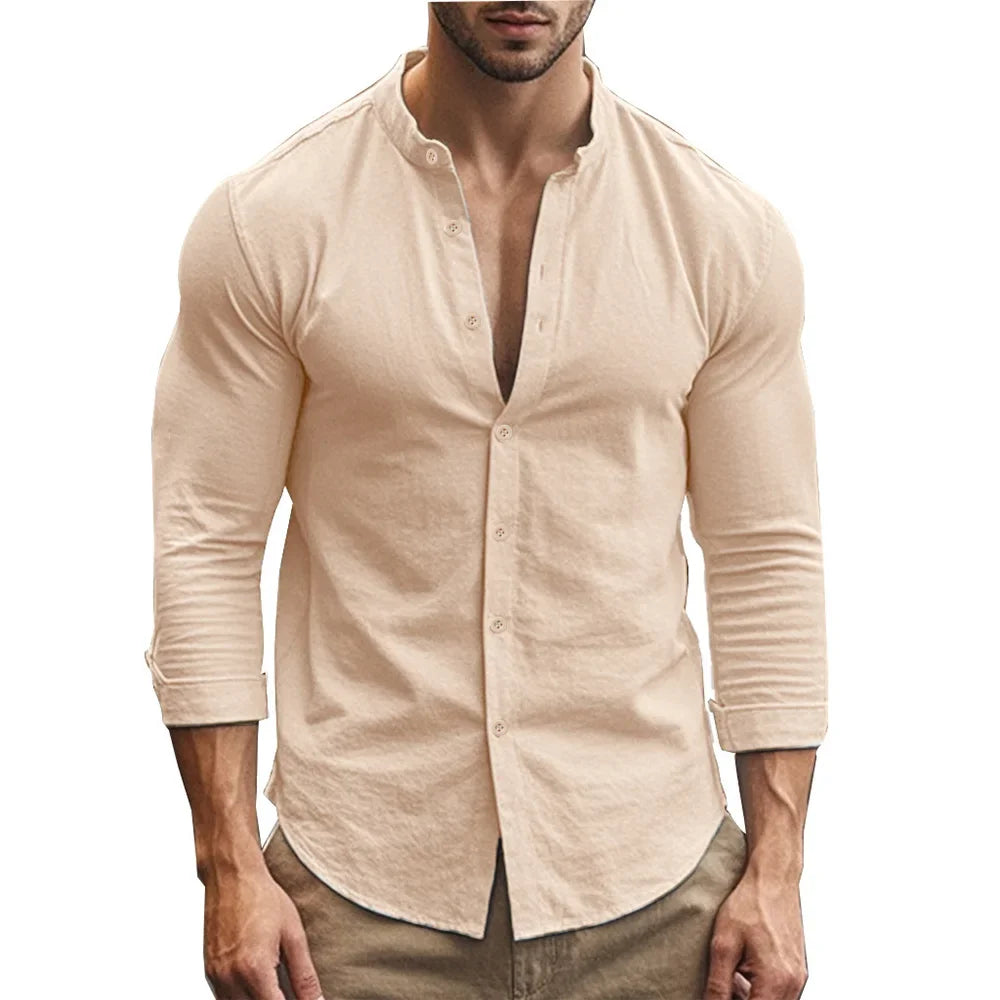Camicia estiva casual in cotone e lino