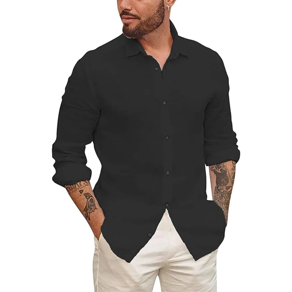 Camicia hawaiana in cotone e lino