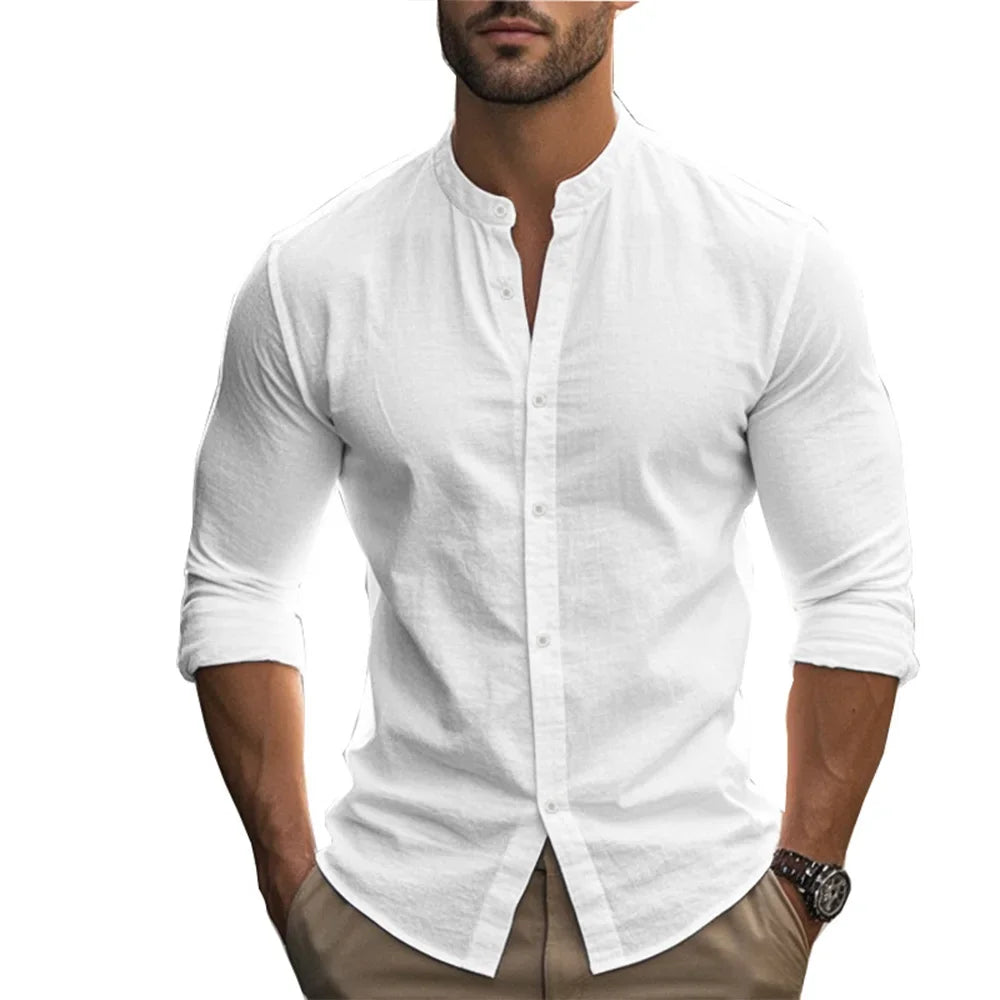 Camicia estiva casual in cotone e lino