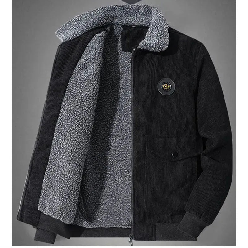 Elegante giacca in velluto a coste foderata in pile