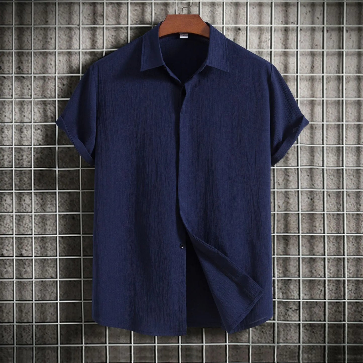 Camicia a maniche corte in cotone e lino