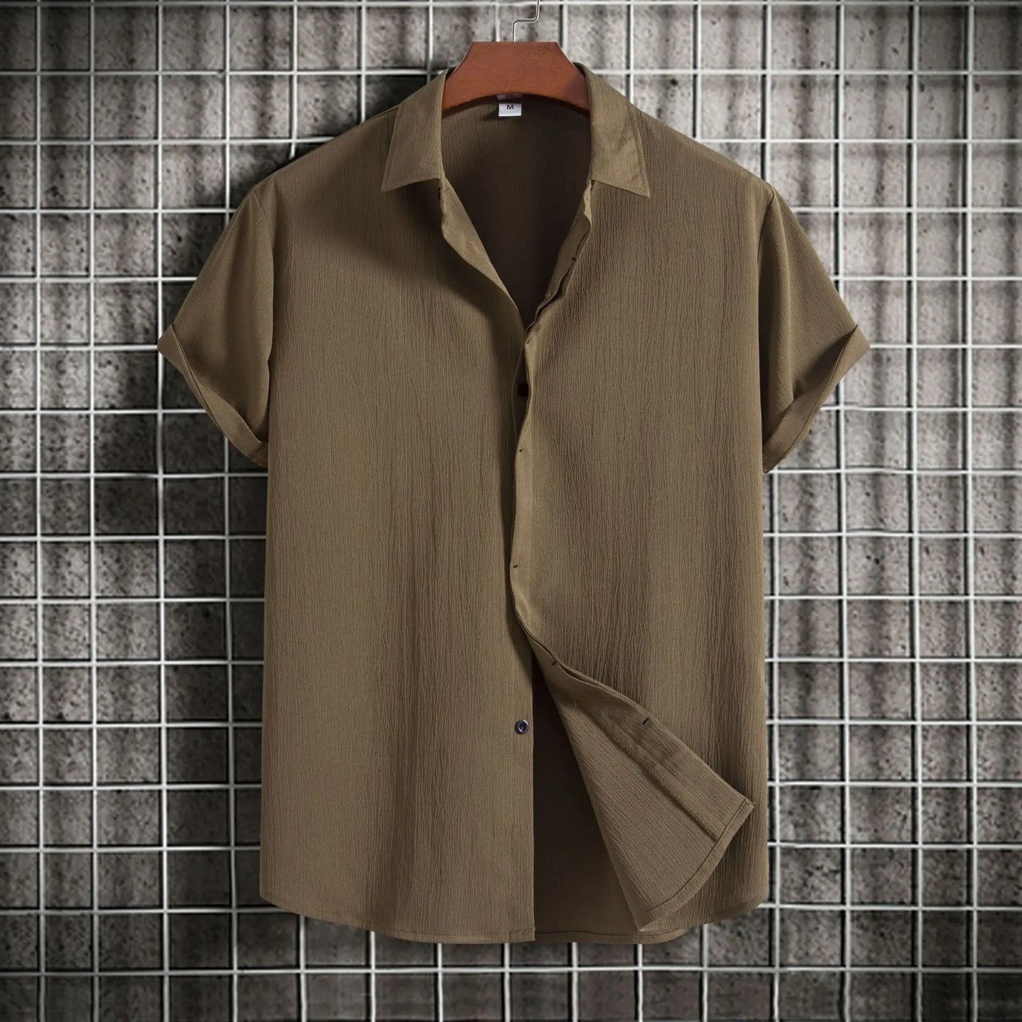 Camicia a maniche corte in cotone e lino