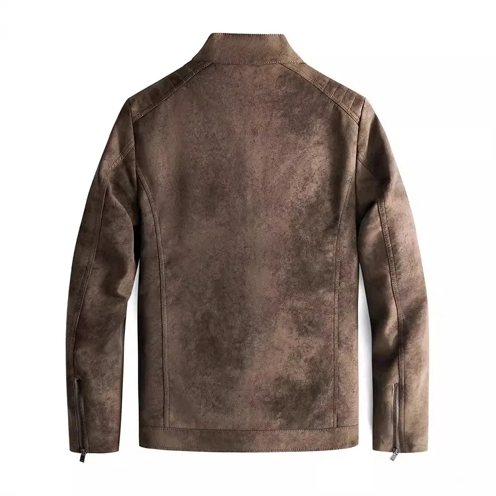 Elegante giacca in pelle foderata in pile