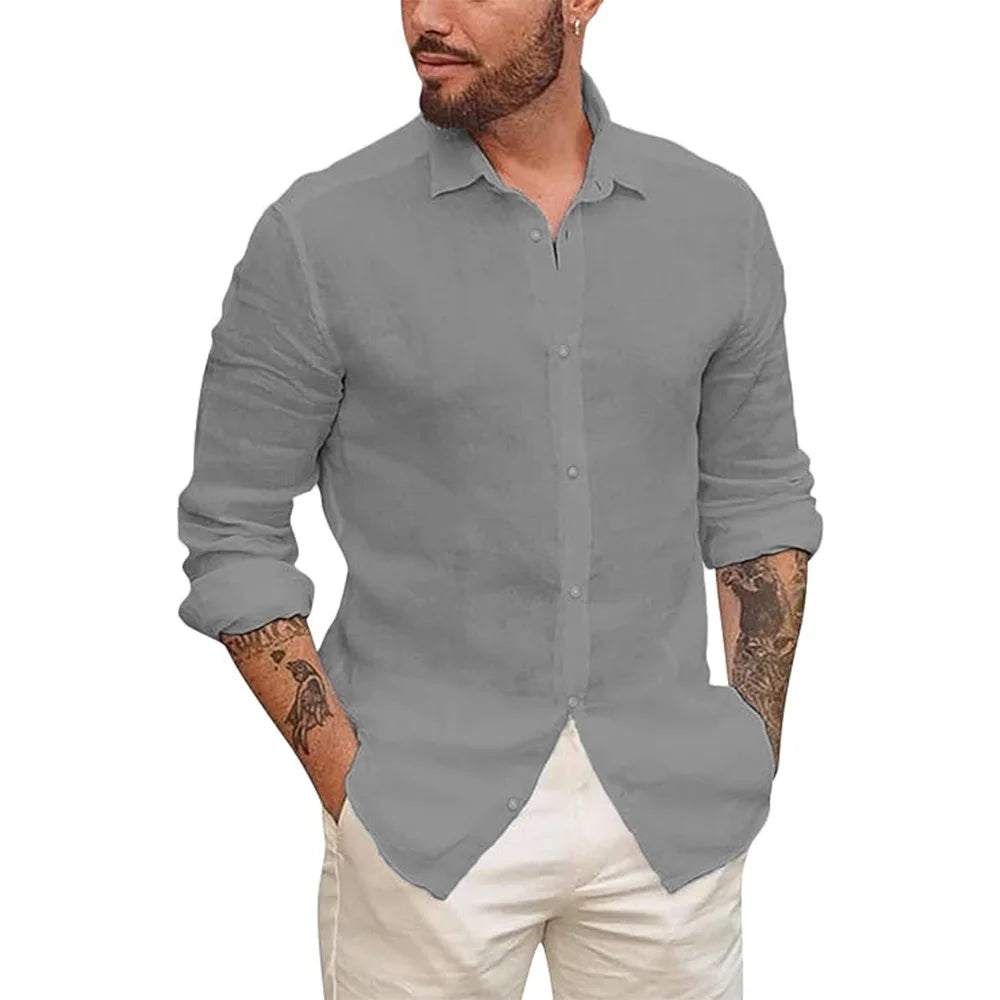 Camicia hawaiana in cotone e lino