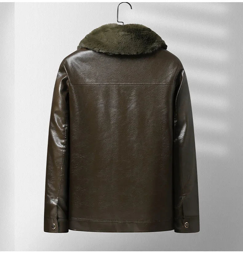 Giacca di pelle in pile ispessito