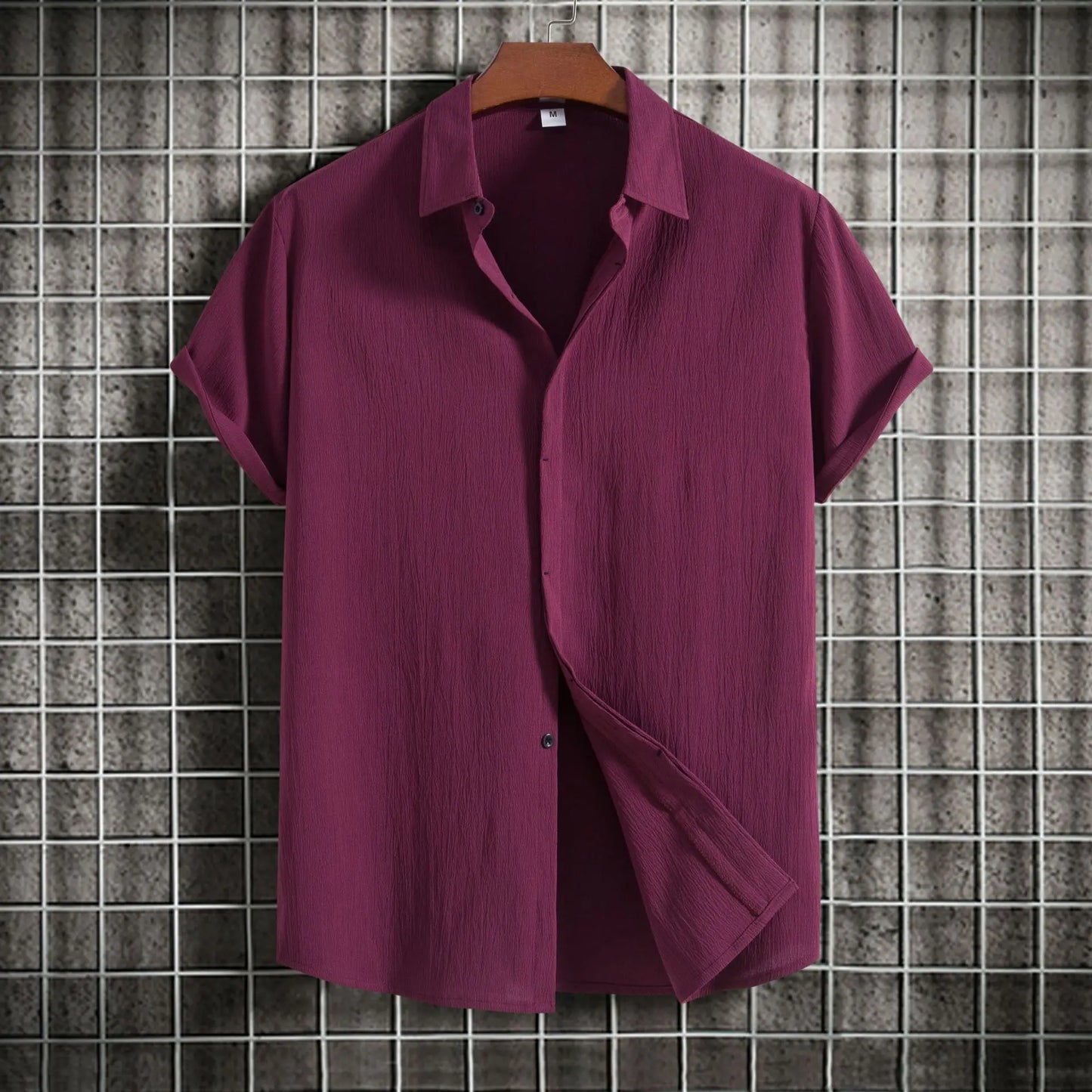 Camicia a maniche corte in cotone e lino
