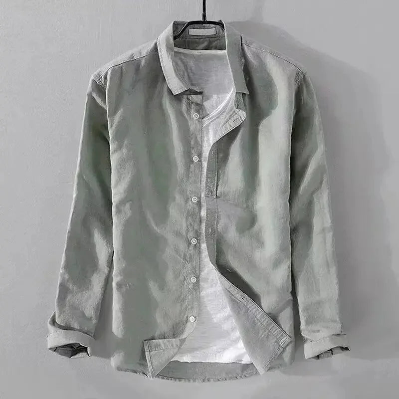 Camicia casual in cotone e lino