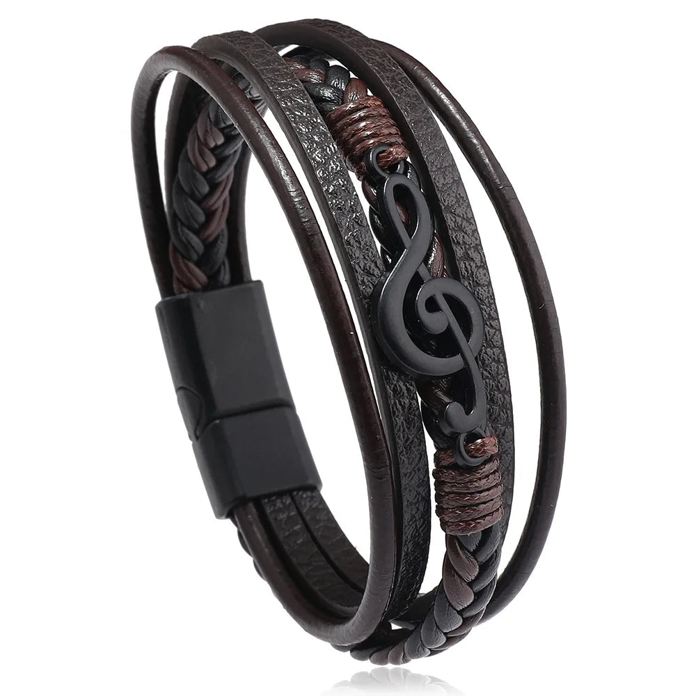 Simbolo musicale Bracciale in pelle da uomo