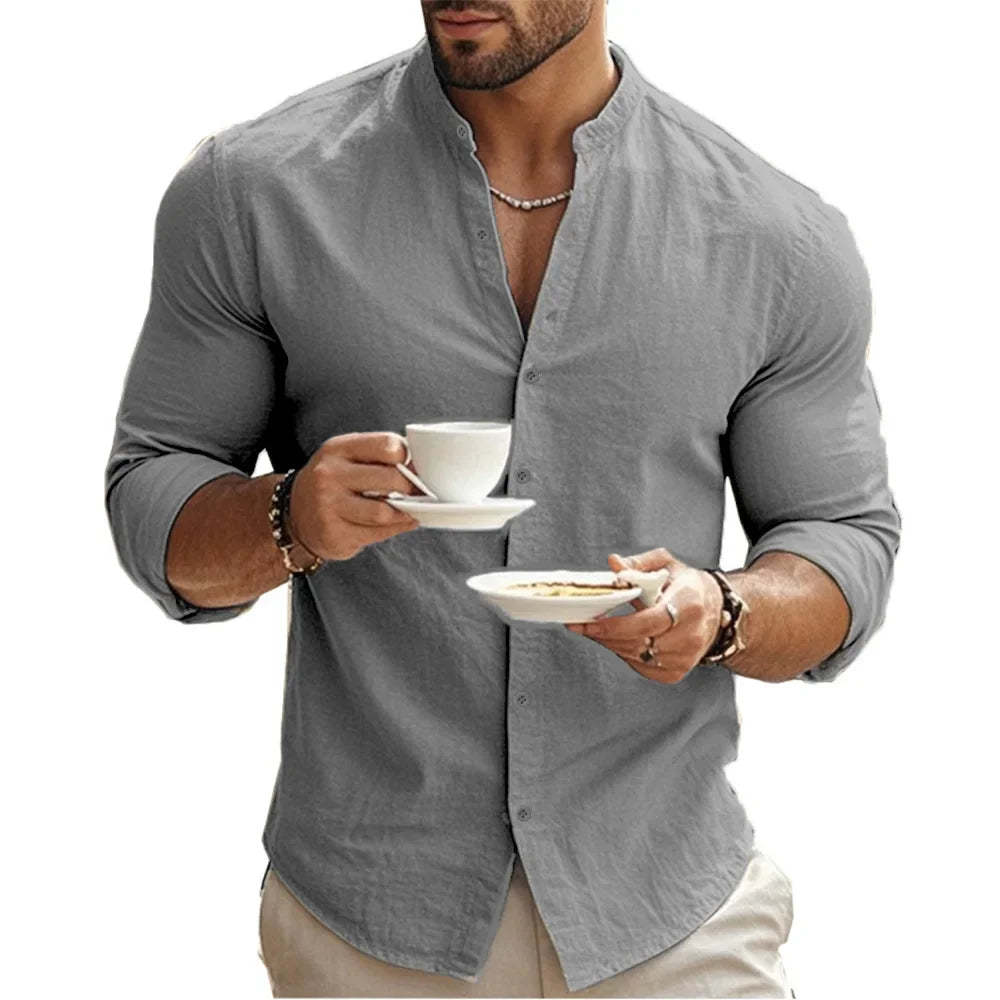 Camicia estiva casual in cotone e lino