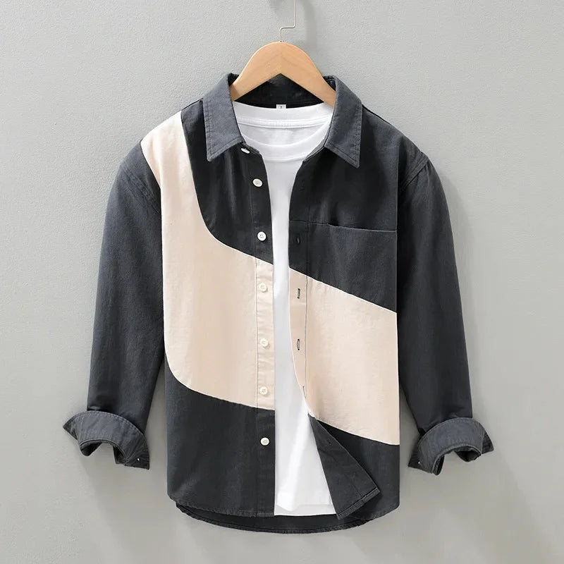 Camicia in cotone bicolore