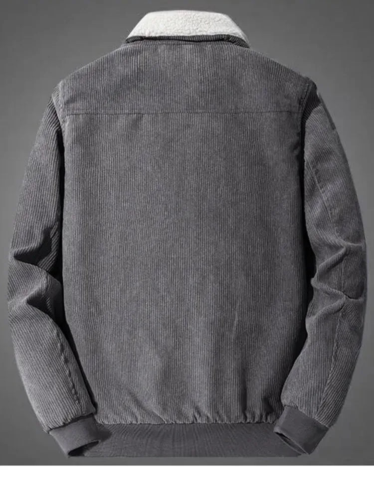 Elegante giacca in velluto a coste foderata in pile