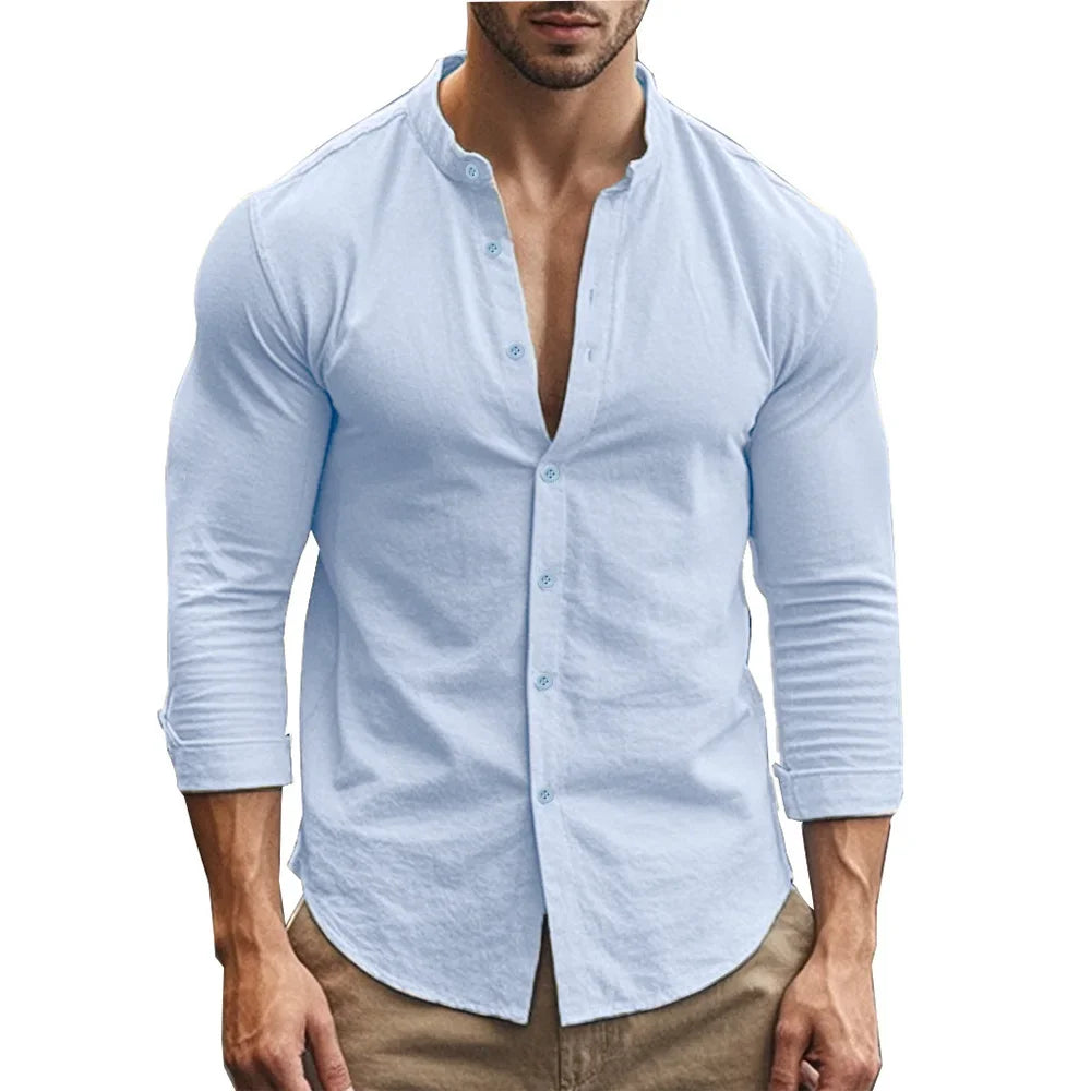 Camicia estiva casual in cotone e lino