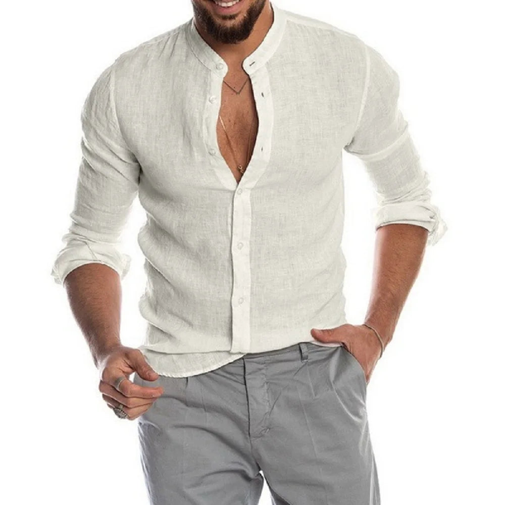 Camicia in cotone e lino