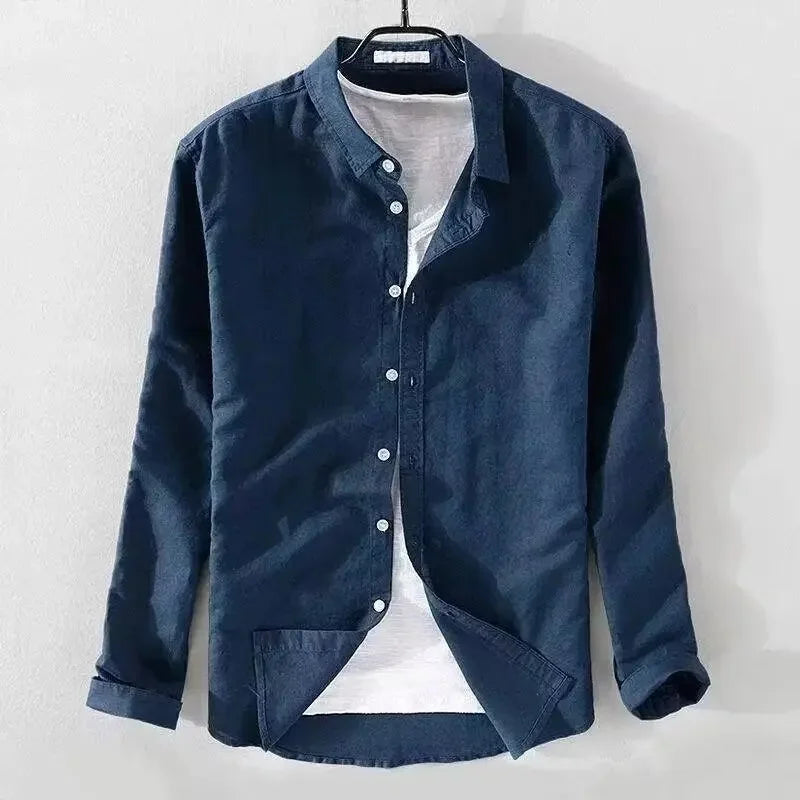 Camicia casual in cotone e lino