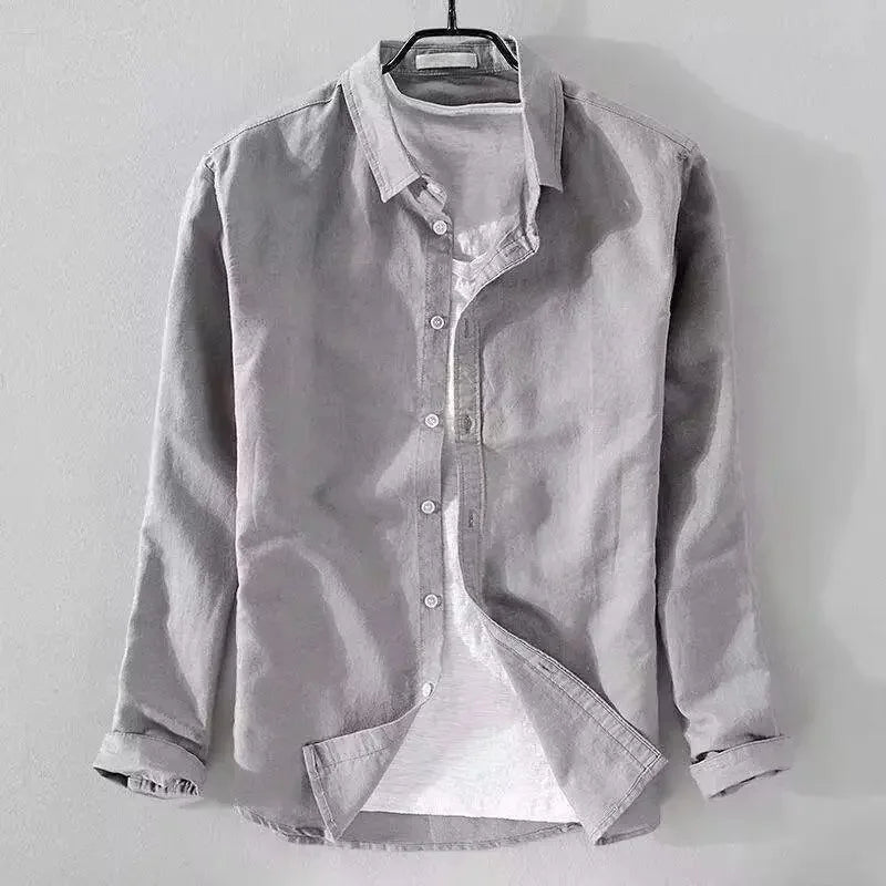 Camicia casual in cotone e lino