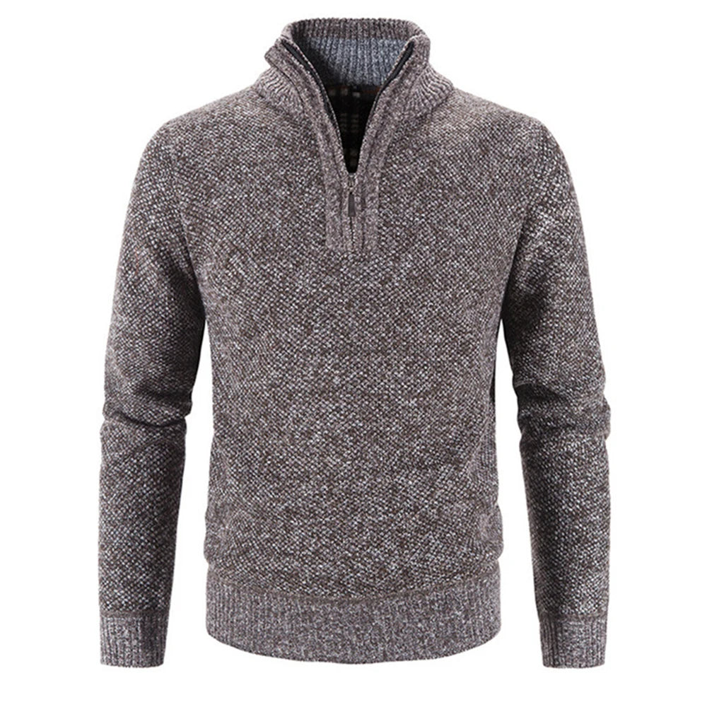 Elegante maglione con zip in pile spesso
