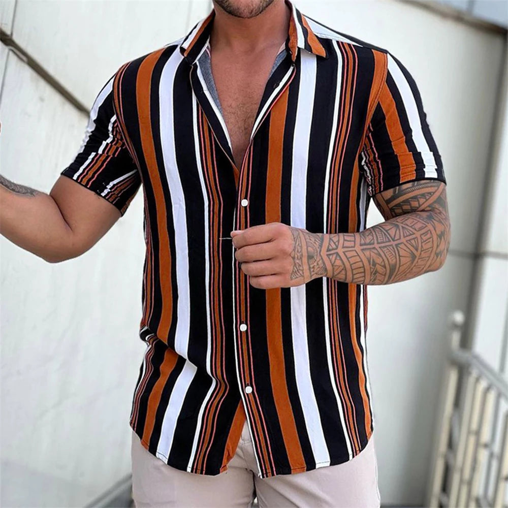 Camicia estiva a maniche corte a righe