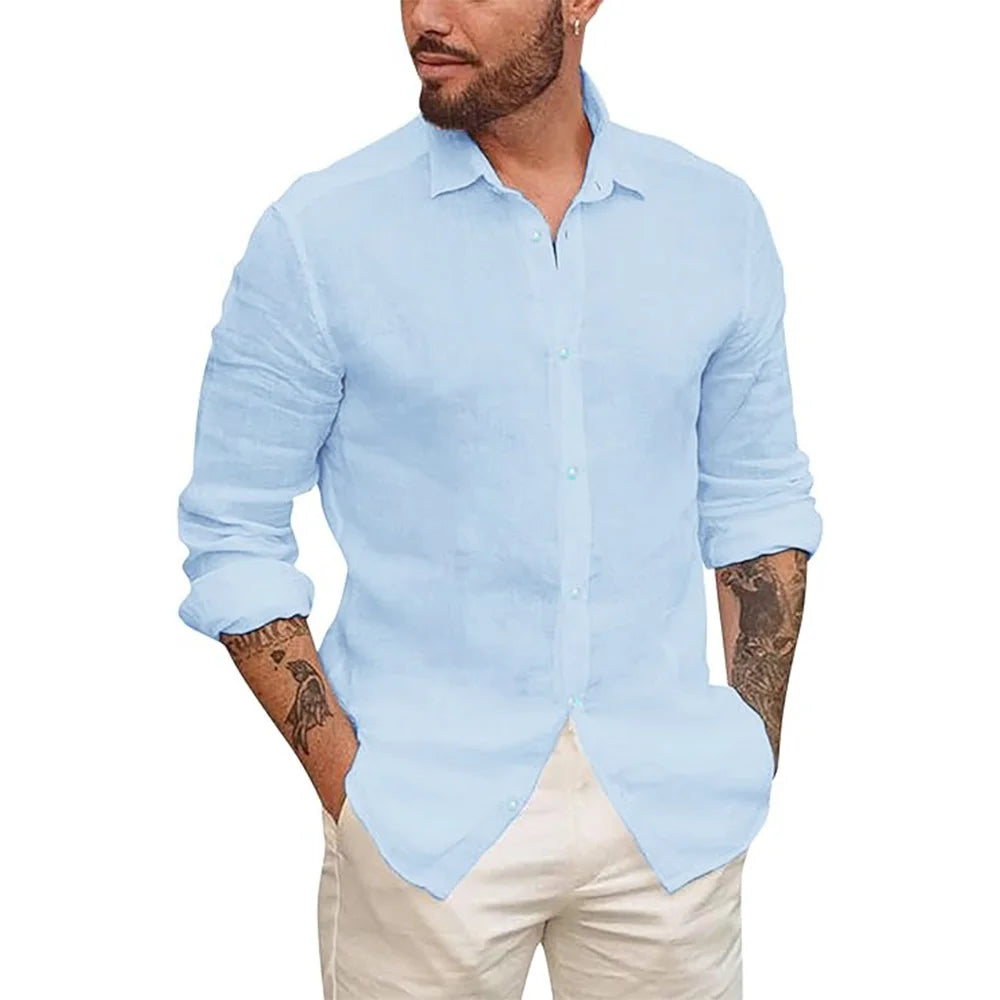 Camicia hawaiana in cotone e lino