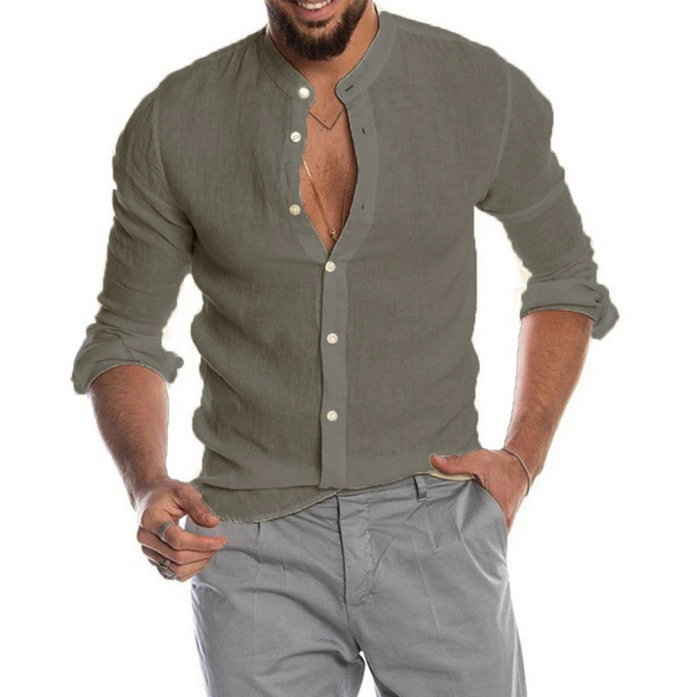 Camicia in cotone e lino