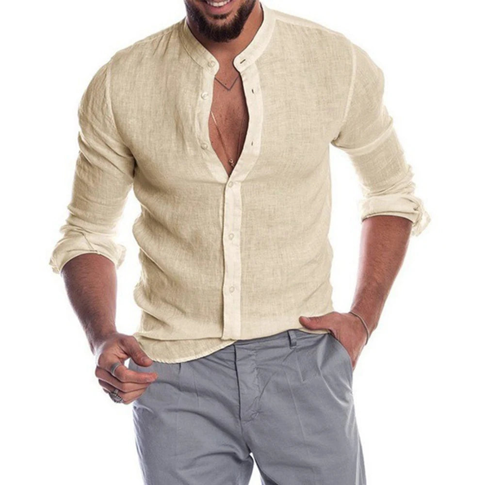 Camicia in cotone e lino