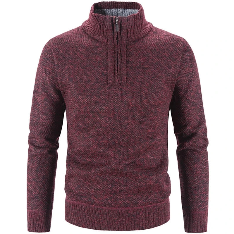 Elegante maglione con zip in pile spesso
