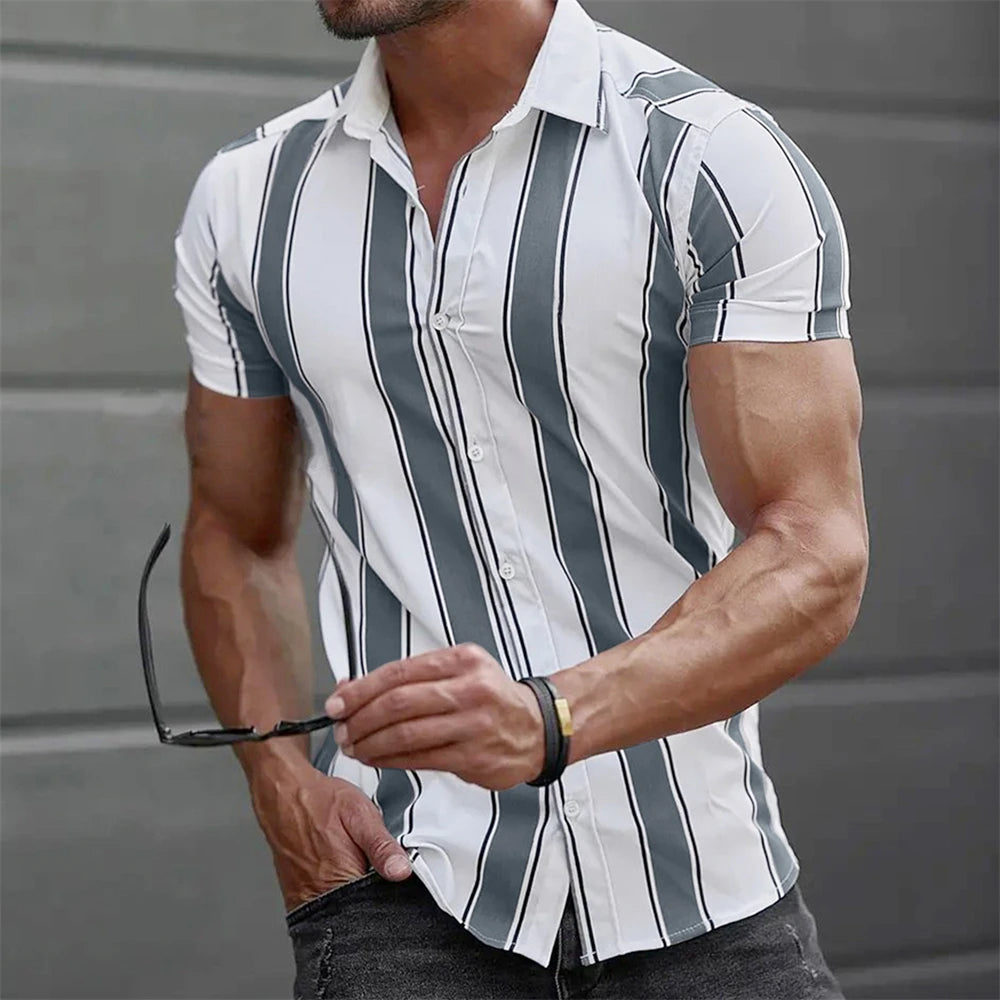 Camicia estiva a maniche corte a righe
