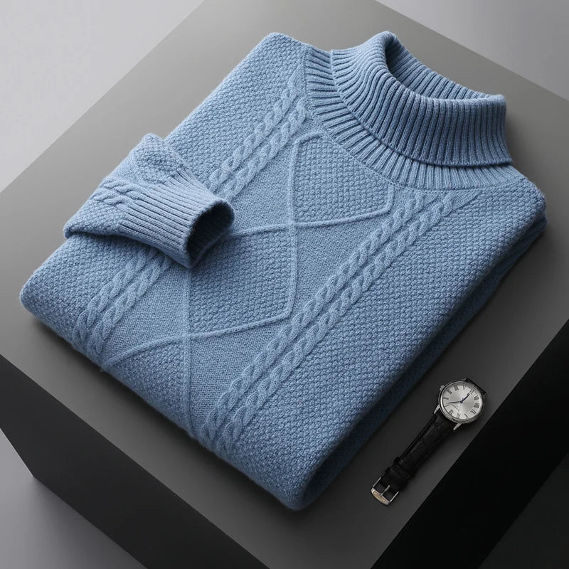 Maglione a collo alto in cashmere con motivo