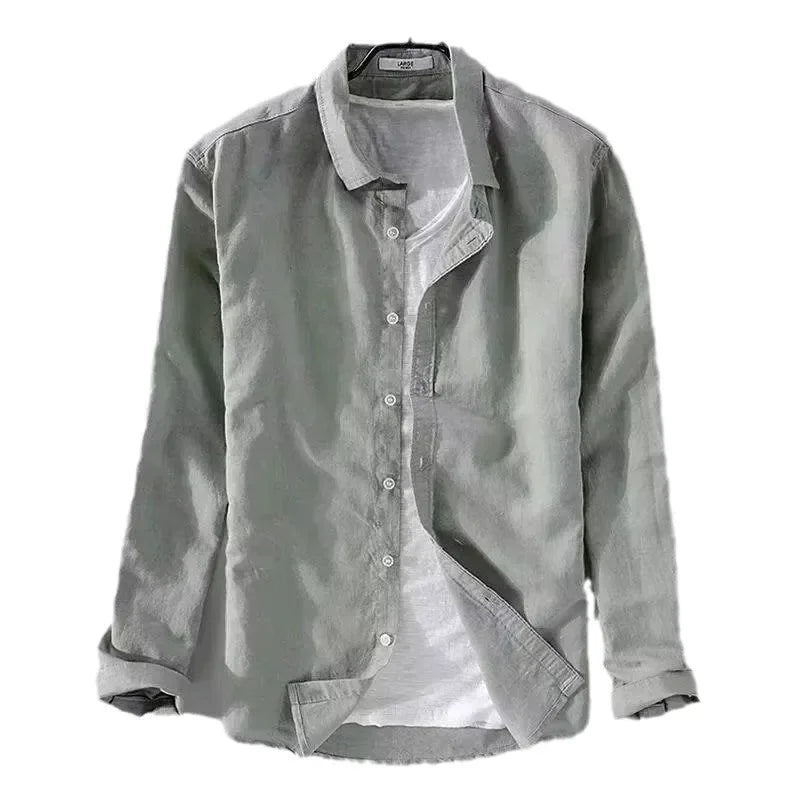 Camicia casual in cotone e lino