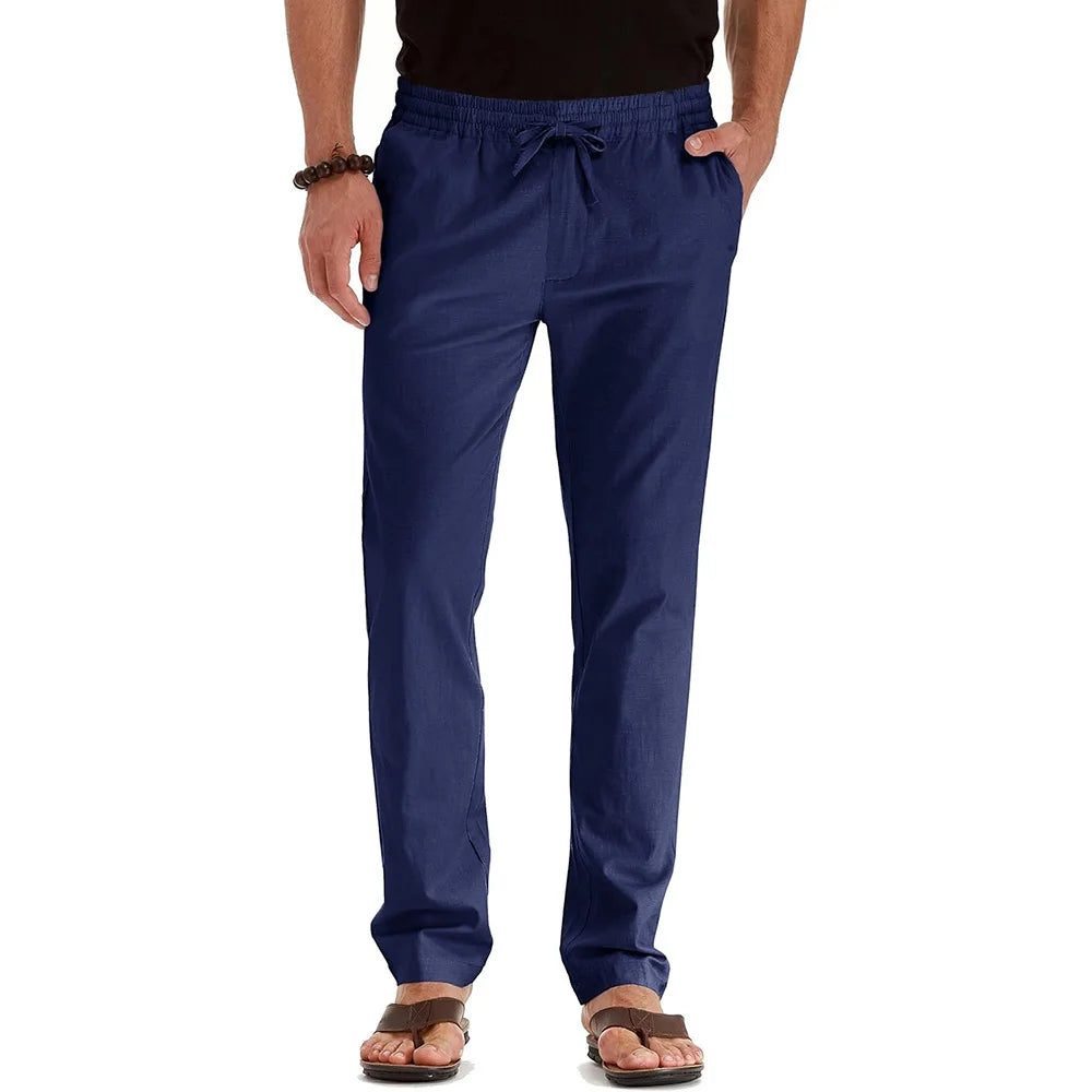 Pantaloni in cotone e lino
