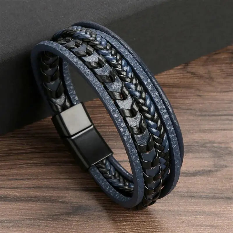 Bracciale classico in pelle da uomo