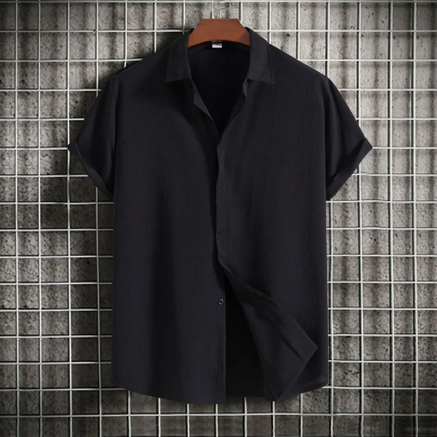 Camicia a maniche corte in cotone e lino